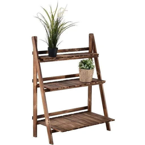 "Plant stairs L80 x W37 x H93cm flower shelf 3 steps fir wood image"