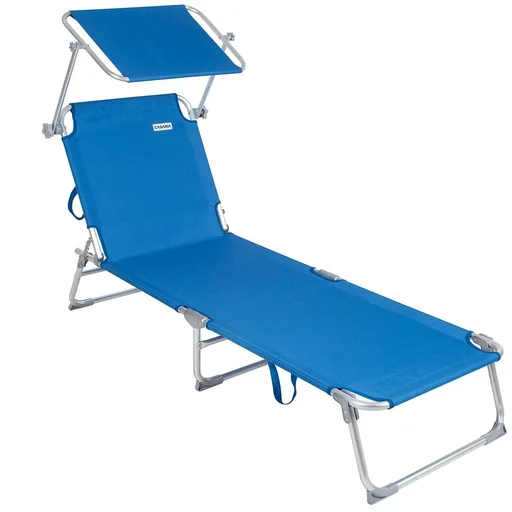 "Deck chair 'Ibiza' with sliding roof, aluminum blue, 190 x 59 x 29 cm image"