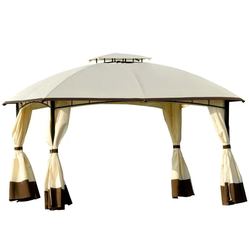 "Pavillion garden pavilion sun protection practical two-stage roof private cream white + brown 360 x 297 x 273 cm image"
