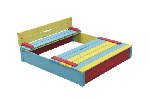 "Sepp wooden sandpit, colored with hinged lid 1200 mm x 1200 mm image"