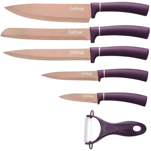 "6-piece knife set - with peeler and box - Gold Edition image"