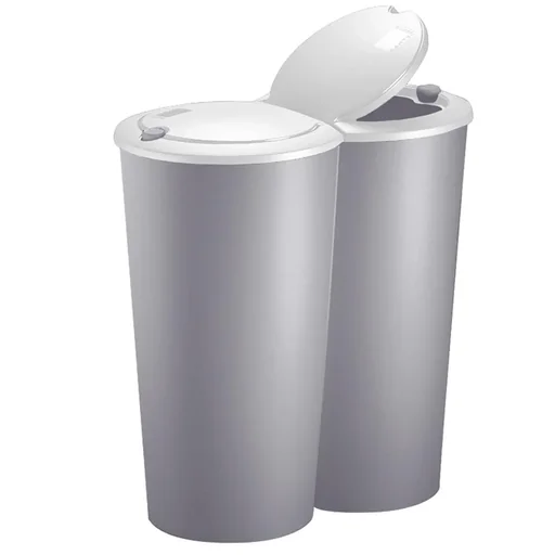 "Double bucket for waste separation - plastic grey 2x25L image"