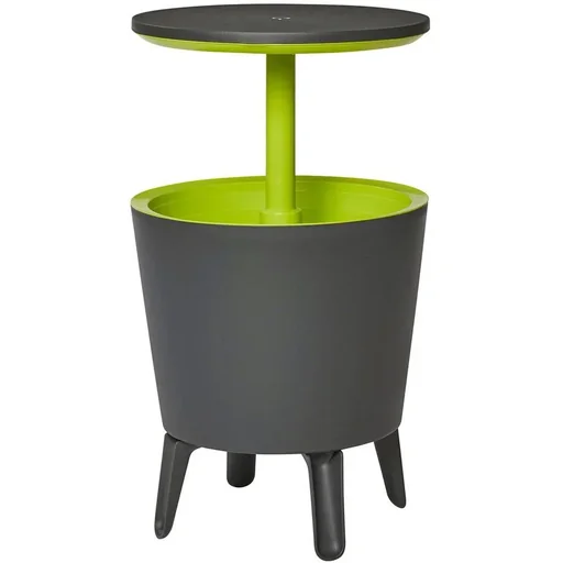"Side table with coolbar/coolbox/party cooler - grey/green - Ø50cm - 30L image"