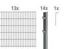 Double rod mesh fence complete set, anthracite, height 100 cm, length 26 m
