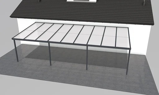 "Patio roof Premium, anthracite, 9135 x 4060 mm - Polycarbonate multi-wall sheets 16 mm, opal image"