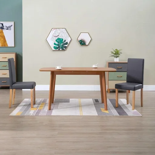 "Dining room chairs 2-seater faux leather grey image"