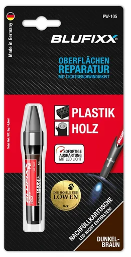 "Replacement cartridge 5 g for repair pen plastic and wood, dark brown image"