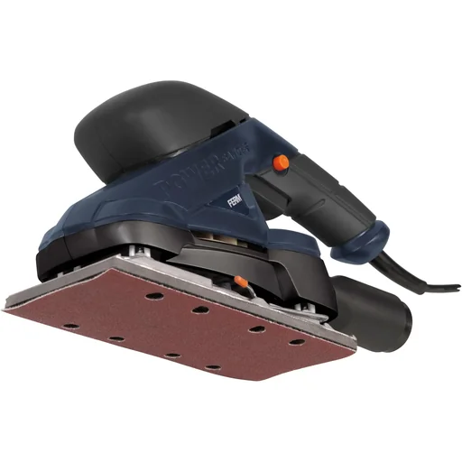 "PSM1024 Orbital Sander 180W - Velcro fastener - Soft grip - With 10 sandpapers (P80, P120) and vacuum adapter image"
