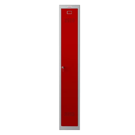 "Locker PL Series - 1 door with key lock, grey-red image"