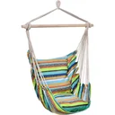 Hanging chair with two additional seat cushions, colorful striped