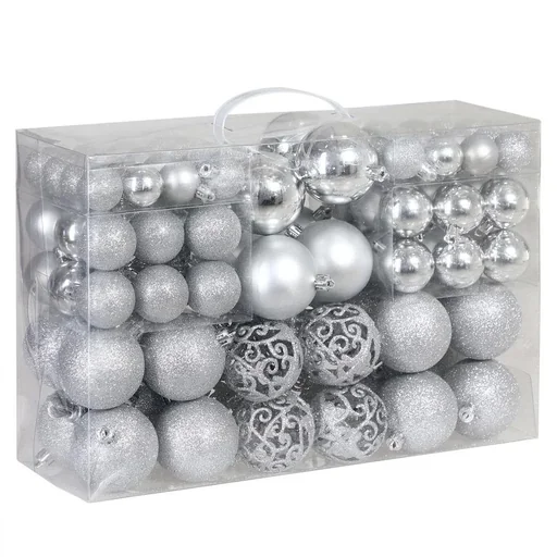 "Christmas balls - Christmas tree decorations - silver 100 pieces. image"