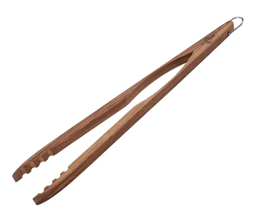 "HOUSTON rosewood and stainless steel grill tongs image"