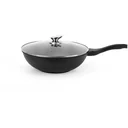 Wok pan - with glass lid - 32cm - Black