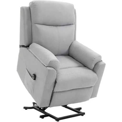 "Electric recliner chair with stand-up aid for seniors, recliner chair, TV chair, reclining function, linen-touch grey image"