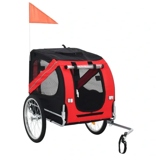 "Dog bike cart red and black image"