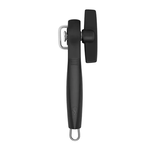 "Safety can opener, black image"