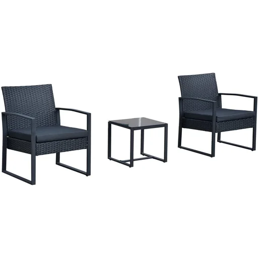 "Polyrattan garden set 5 pieces, with cushions black image"