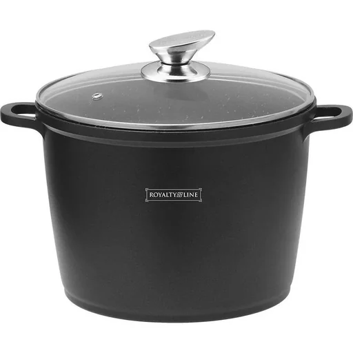 "Marbled deep fryer with glass lid black 28cm image"