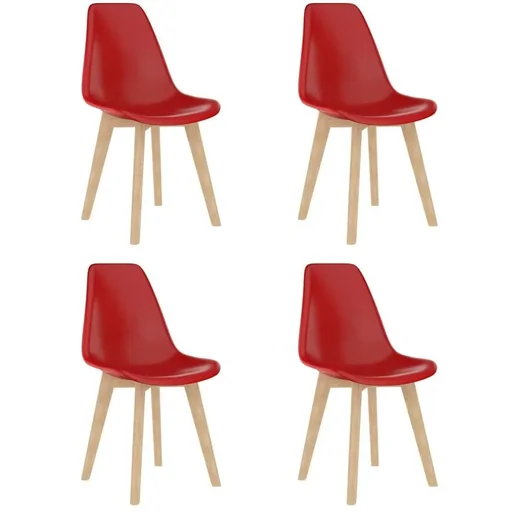 "Dining table chairs 4 made of red plastic image"