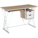 Computer desk PC table work table with keyboard pull-out drawer oak+white 110 x 55 x 76 cm