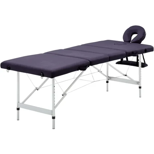 "Foldable massage table 4 zones aluminum wine purple image"