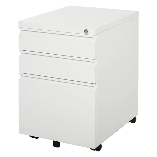 "Mobile container with 3 drawers Filing cabinet Office cabinet with wheels Office container with concave handle for home office Steel image"