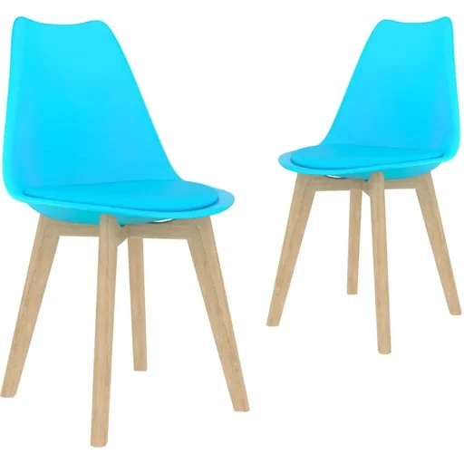 "Dining table chairs, 2 pieces, blue plastic image"