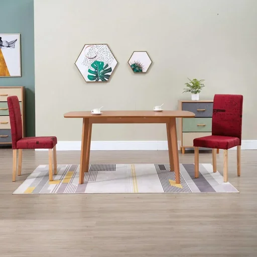 "Dining room chairs 2 pieces fabric wine red image"