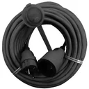 Rubber extension cable 20 m in black, indoor and outdoor use