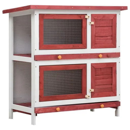 "Outdoor rabbit hutch with 4 doors image"