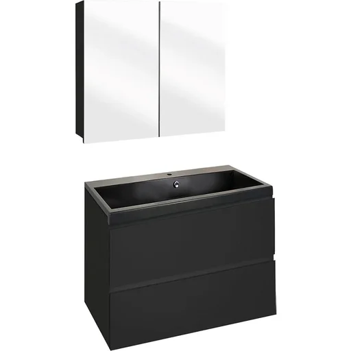 "Concept bathroom furniture with mirror cabinet 60cm - black/black image"