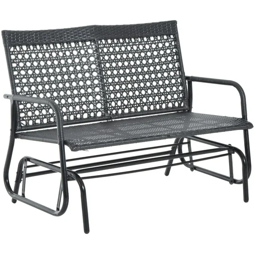 "Swing bench garden swing polyrattan 2-seater black image"