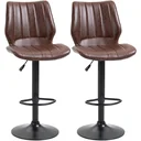Bar stool set of 2 - with footrest and backrest - brown - 45.5 x 52.5 x 97-117 cm