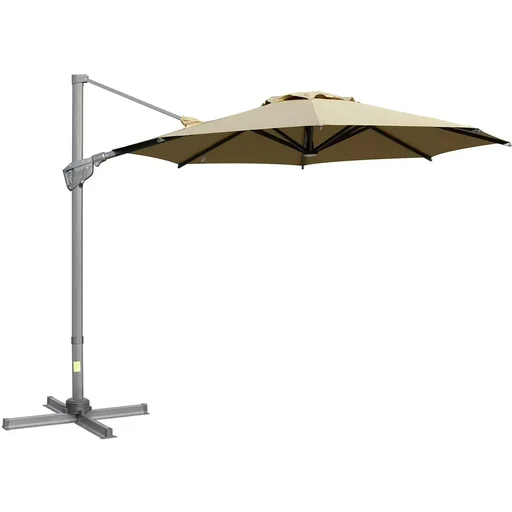 "Free-swinging umbrella with 360° rotation, with crossed legs, khaki image"
