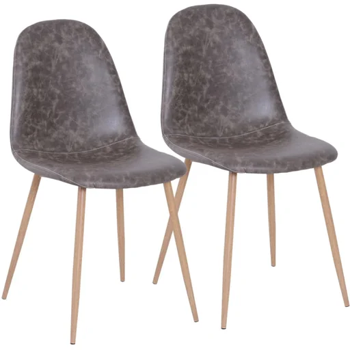 "Set of 2 dining room chairs, kitchen chairs with backrest, faux suede armchair, metal legs, grey image"