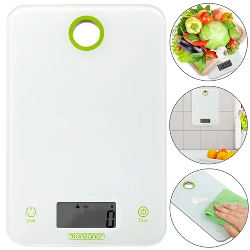 "Digital kitchen scale white/green glass image"