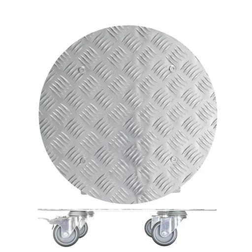 "Multi Roller MR 7002, Ø 38 x 7.5 cm, soft wheels Ø 50 mm, plain bearings, 2 brakes, aluminum checker plate, load capacity 150 kg image"