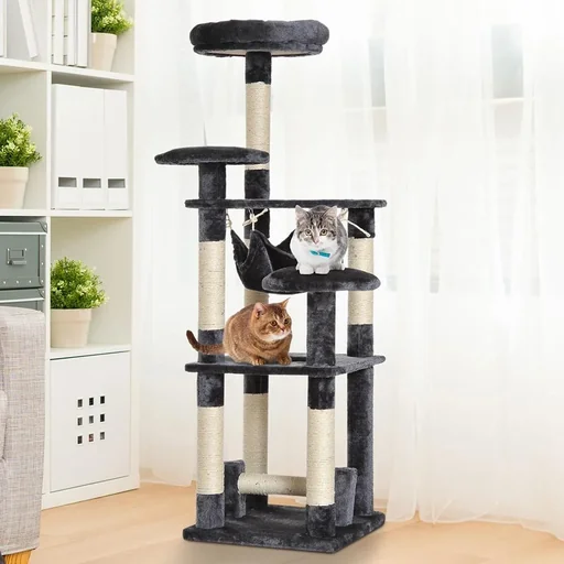 "Cat tree with hammock image"