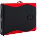 Folding massage table 2 zones wood black and red