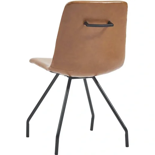 "Dining room chairs 2 pcs faux leather cognac colored image"