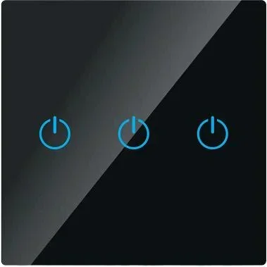 "Smarthome VT-5005 Built-in WiFi Touch Switch - 3 Buttons - Black - Works with Amazon Alexa and Google Home A image"