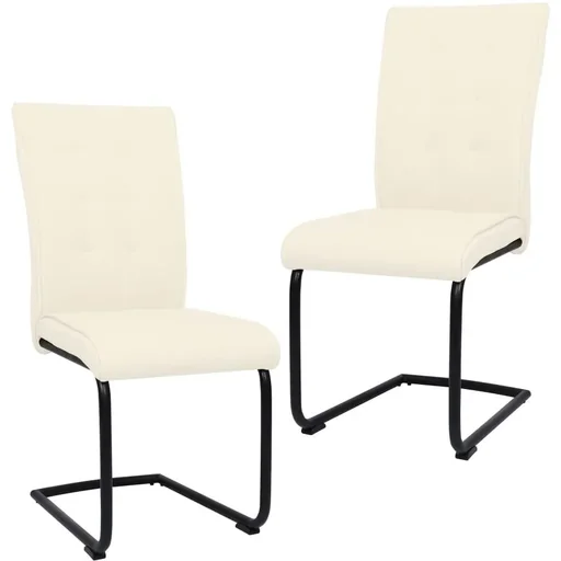 "Dining room chairs 2 pieces fabric cream image"