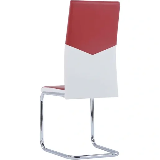 "2-seater dining room chairs made of faux leather in wine red image"