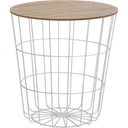 Side table - basket with removable top - wood/metal - 39x41 cm (wxh) - white