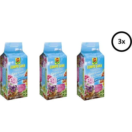 "Sana Potting Soil - 25L - for Balcony and Terrace - 50% Lighter - 3 Pack image"