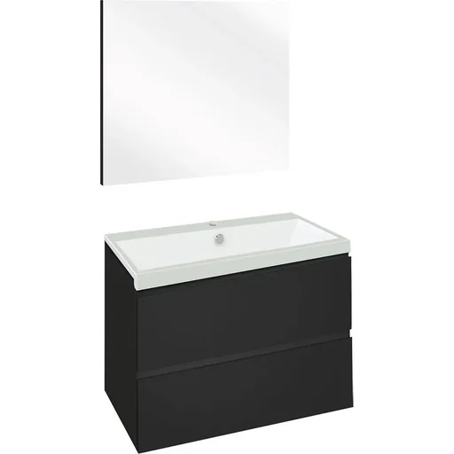 "Concept bathroom furniture with mirror 60cm - black/white image"