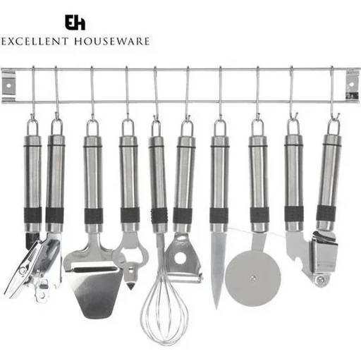 "9-piece kitchen set - kitchen utensils - with kitchen bar - stainless steel image"