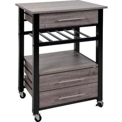 "Excellent Houseware Luxury Kitchen Trolley - Metal and Wood 600X500X845MM image"