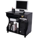 Computer desk with rolls, mobile PC table, black