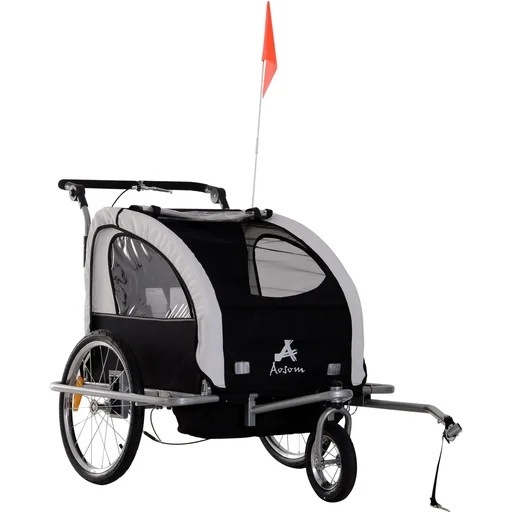 "Bicycle trailer children white-black 2 in 1 jogger image"